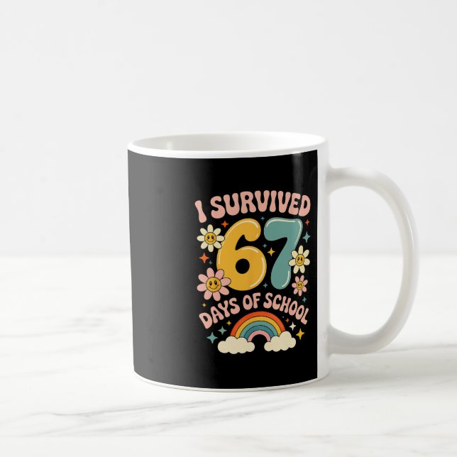 Caneca De Café I Survived 67 Days Of School Gen Alpha Slang Retro (Direita)