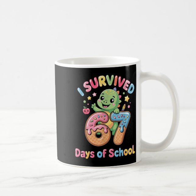 Caneca De Café I Survived 67 Days Of School Ice Cream Drip Dino R (Direita)
