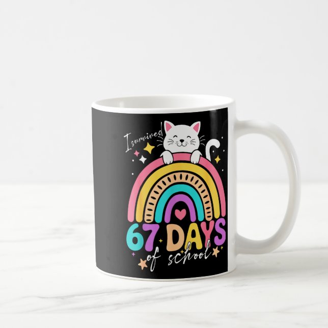 Caneca De Café I Survived 67 Days Of School Kids Kitten Cat Cool  (Direita)