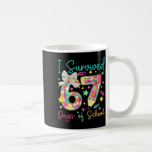 Caneca De Café I Survived 67 Six Seven Days Of School Meme Teache (Direita)