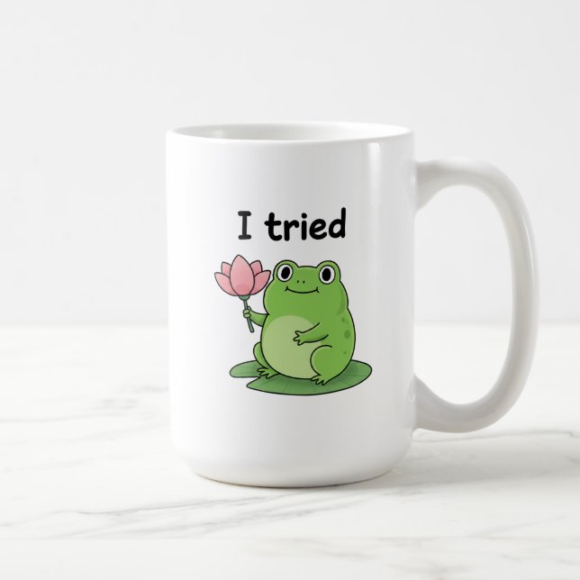 Caneca De Café "I Tried" Froggy Effort Design (Direita)