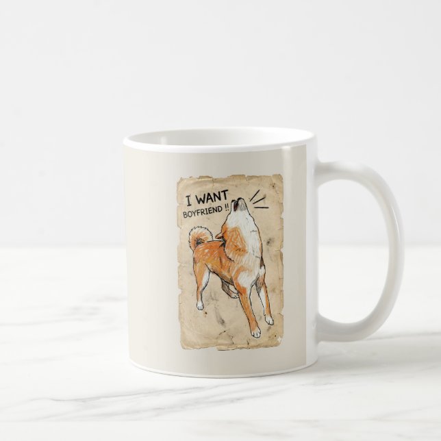 Caneca De Café I Want a Boyfriend – Manifesting Shiba Inu Mug (Direita)