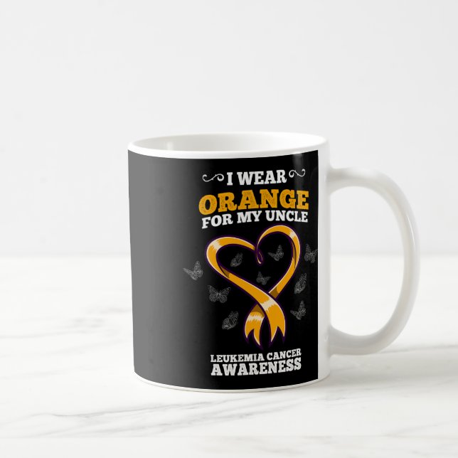Caneca De Café I Wear Orange Uncle Leukemia Cancer Awareness Bloo (Direita)