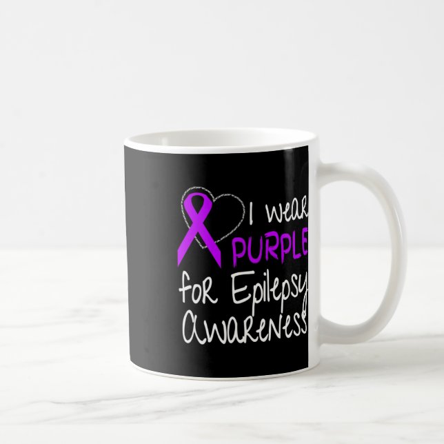 Caneca De Café I Wear Purple For Epilepsy Awareness Ribbon  (Direita)