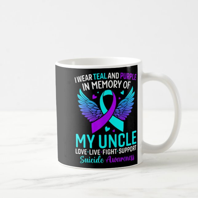 Caneca De Café I Wear Teal And Purple For My Uncle Suicide Preven (Direita)