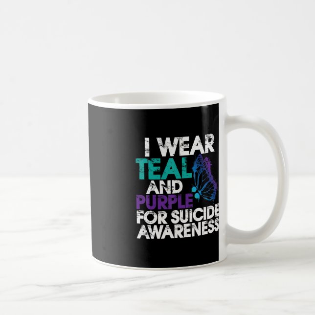 Caneca De Café I Wear Teal and Purple Support Suicide Awareness  (Direita)