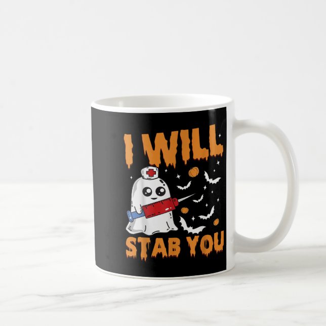 Caneca De Café I Will Stab You Ghost Nurse Retro Funny Halloween  (Direita)