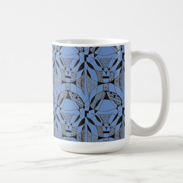 Caneca De Café "Iapo Cão no Azul Til" Abstract Design Mug (Direita)