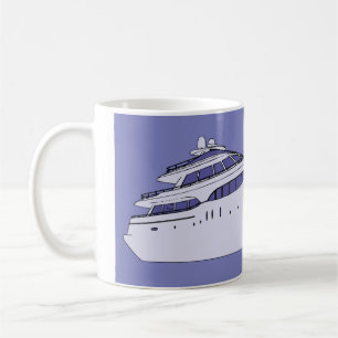 Caneca De Café Iate Motorizado de Luxo Moderno Superyacht Branco