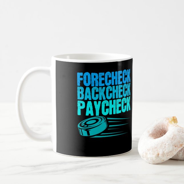 Caneca De Café Ice Hockey Forecheck Backcheck Paycheck Player (Com Donut)