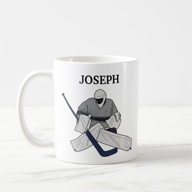 Caneca De Café Ice Hockey Goalie Ilustrada Mug (Esquerda)