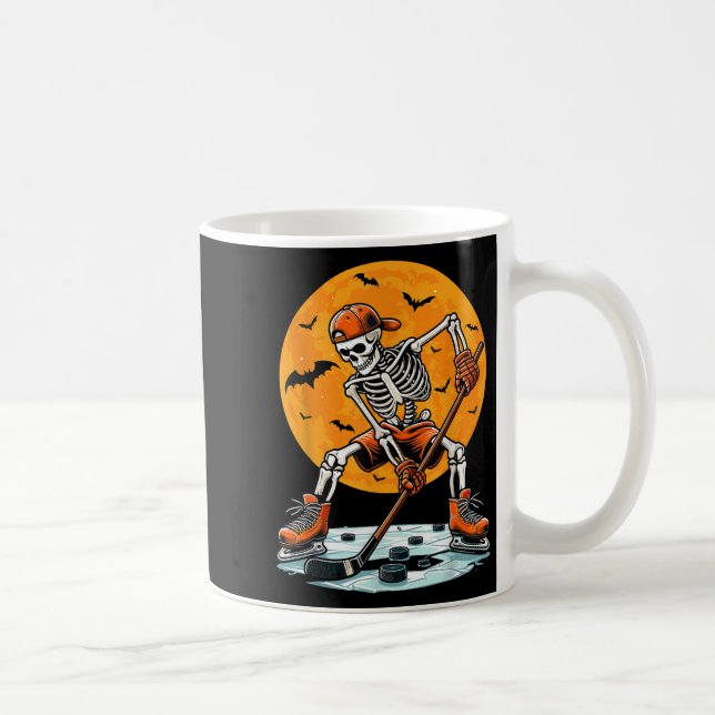Caneca De Café Ice Hockey Skeleton Soky Boys Halloween Hockey Pla (Direita)
