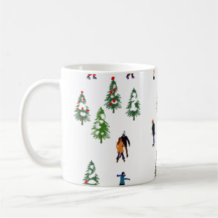Caneca De Café Ice Skater Pine │ gelo patinando no natal