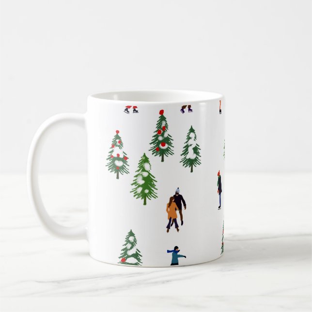 Caneca De Café Ice Skater Pine │ gelo patinando no natal (Esquerda)