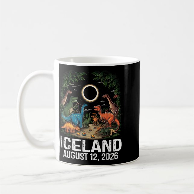 Caneca De Café Iceland Total Solar Eclipse 2026 Dinosaur T-Rex (Esquerda)