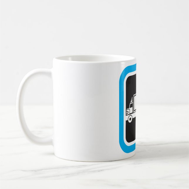 Caneca De Café Ícone Azul de Caminhão e Reboque (Esquerda)