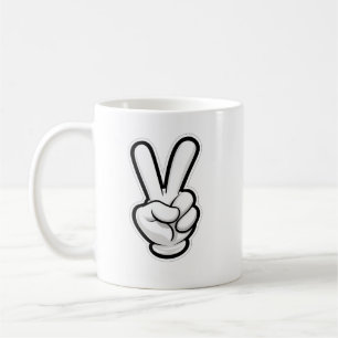 Caneca De Café Ícone Clássico do Símbolo da Paz com a Mão