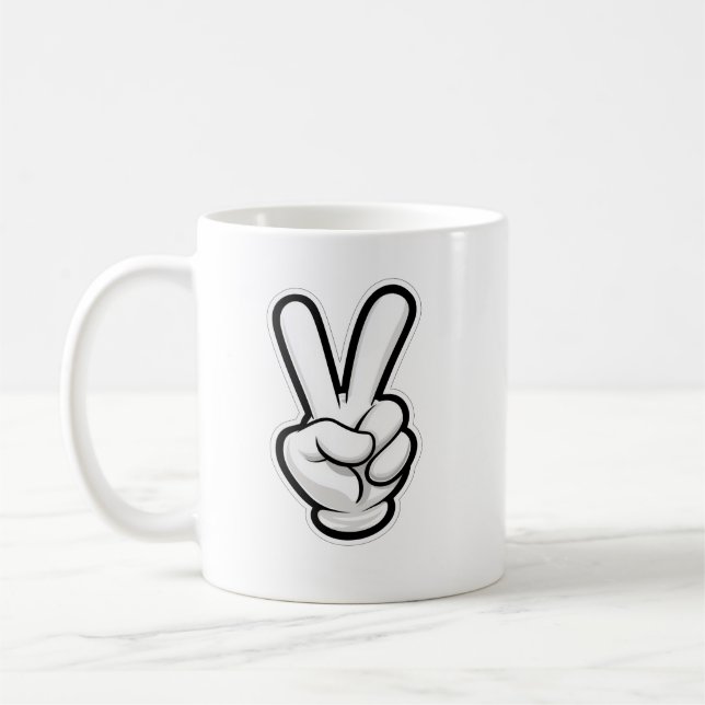Caneca De Café Ícone Clássico do Símbolo da Paz com a Mão (Esquerda)