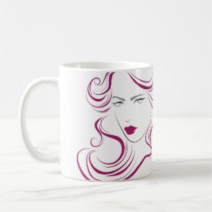 Caneca De Café Ícone de menina adorável cabelo roxo Branding
