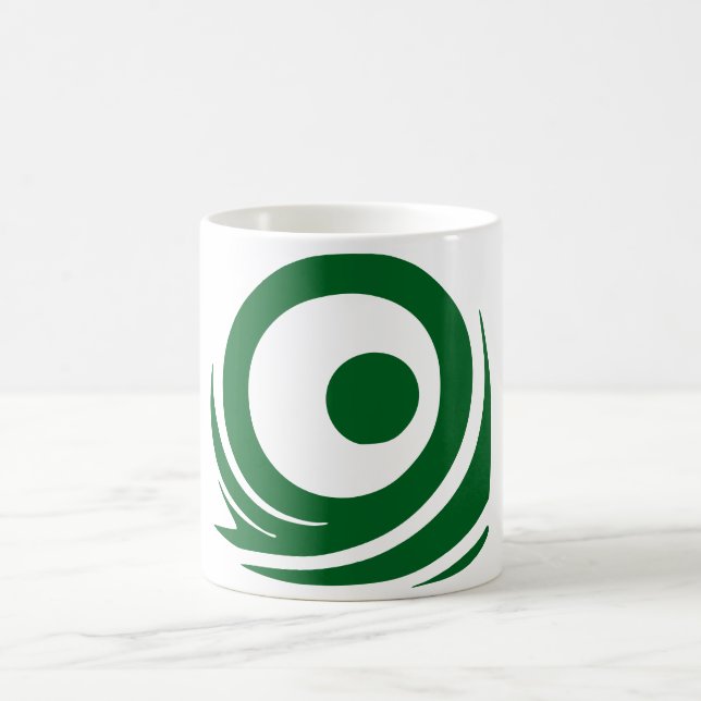 Caneca De Café Ícone de ondas verdes do tsunami Coffee Mug (Centro)