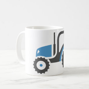 Caneca De Café Ícone de Trator Agrícola Azul e Cinza