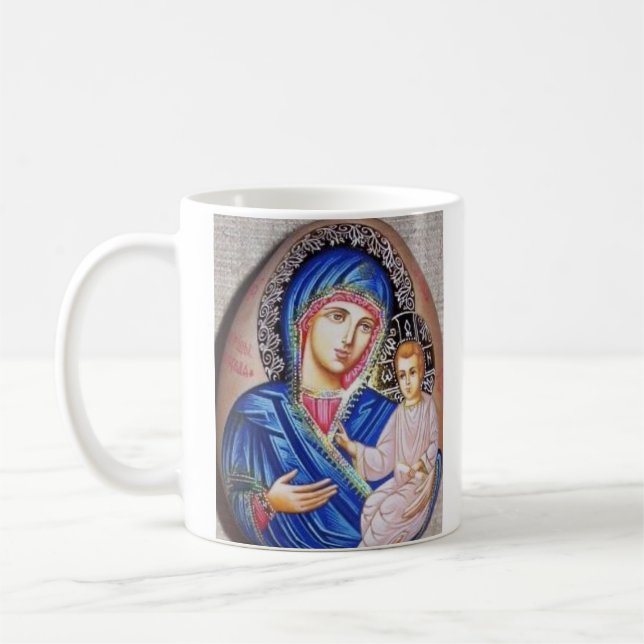 Caneca De Café Ícone detrabalho de Tikhvin de divino (Esquerda)