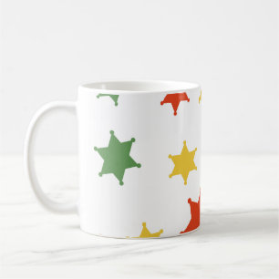 Caneca De Café Ícone do Xerife do Hexagram Colorido isolado de te