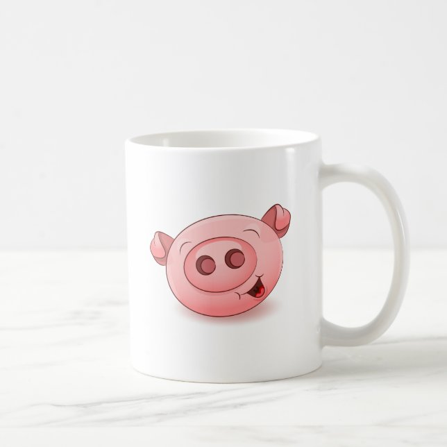 Caneca De Café Ícone feliz do porco (Direita)