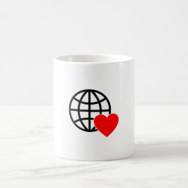 Caneca De Café Ícone Globo de Amor Mundial | Coração Terra Design