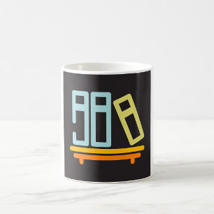 Caneca De Café Ícone Gráfico de Estante de Livros Minimalista