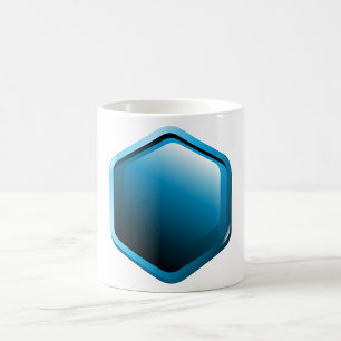 Caneca De Café Ícone Hexágono Azul Brilhante Geométrico Moderno