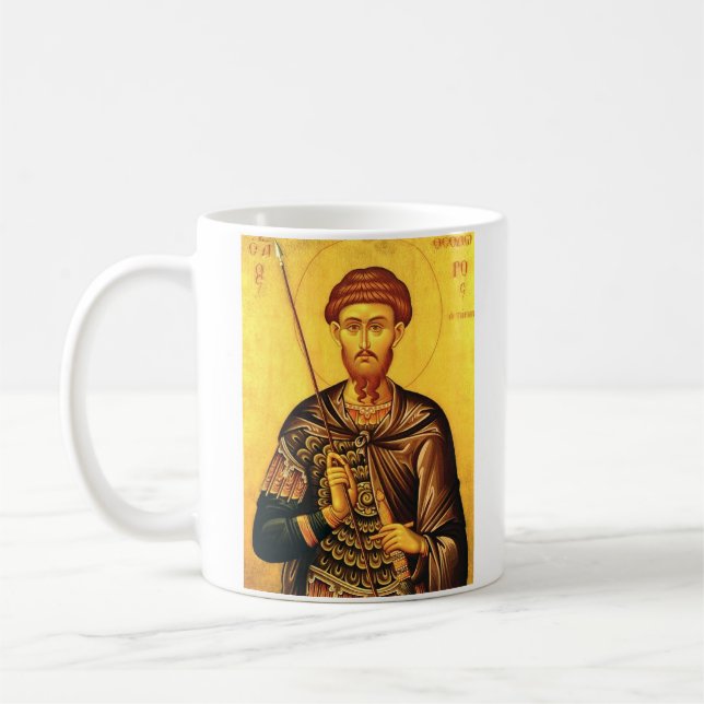 Caneca De Café ícone ortodoxo de São Teodoro Tiron (Esquerda)