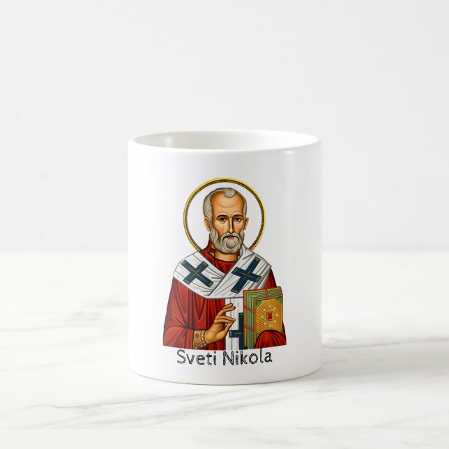 Caneca De Café ícone ortodoxo sérvio de carta de São Nicolau (Centro)