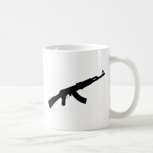 Caneca De Café ícone preto do ak 47 da arma