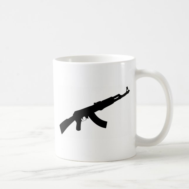 Caneca De Café ícone preto do ak 47 da arma (Direita)