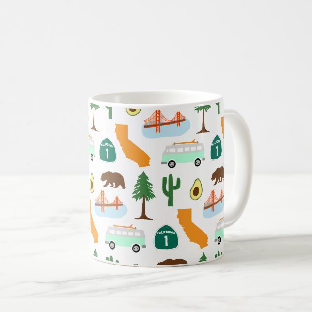 Caneca De Café Ícones da Califórnia (Frente Esquerda)