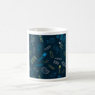 Caneca De Café Ícones de churrasco Ferramentas de grelhamento de 