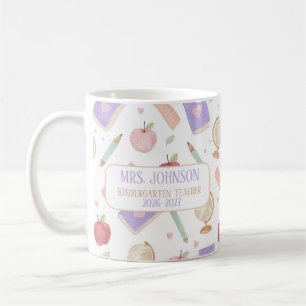 Caneca De Café Ícones de Escola Personalizados em Pastel para Pro