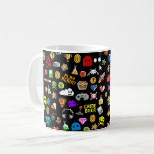 Caneca De Café Ícones de jogos de vídeo com Pixel retrorado do jo