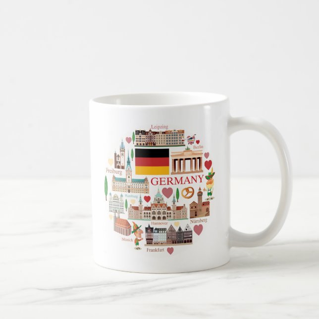 Caneca De Café Ícones do viagem de Alemanha (Direita)