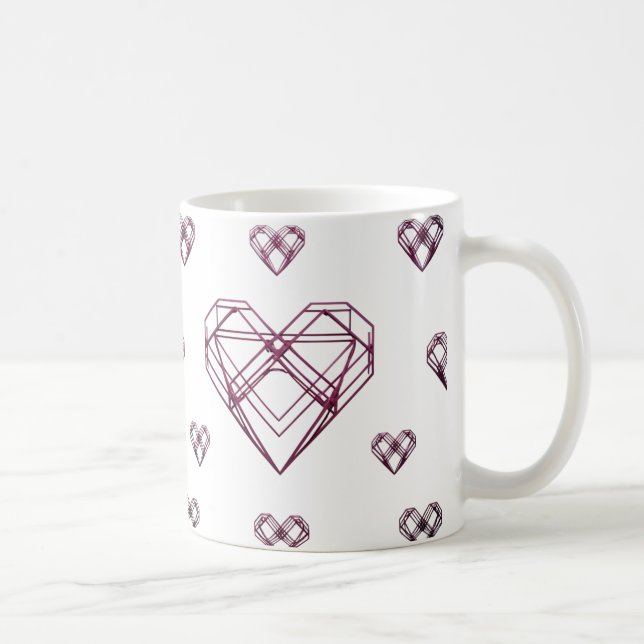 Caneca De Café Ícones Geométricos Mínimos do Coração - Artística  (Direita)