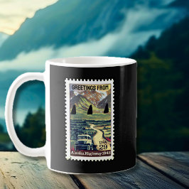 Caneca De Café Iconic Alaska Highway Retro Stamp Coffee Mug