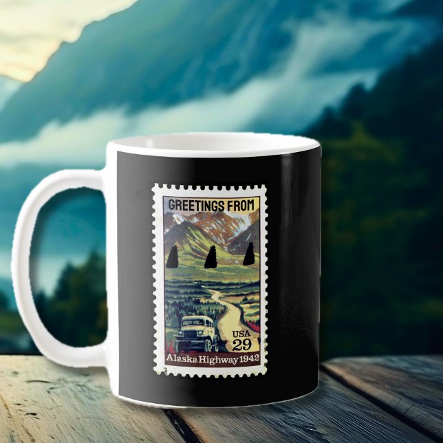 Caneca De Café Iconic Alaska Highway Retro Stamp Coffee Mug (Iconic Alaska Highway Retro Stamp Coffee Mug)