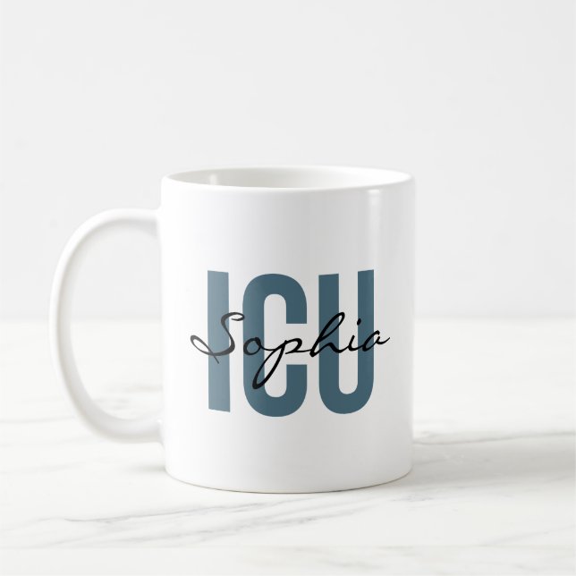 Caneca De Café ICU Nurse Personalized Name Minimalist Typography (Esquerda)