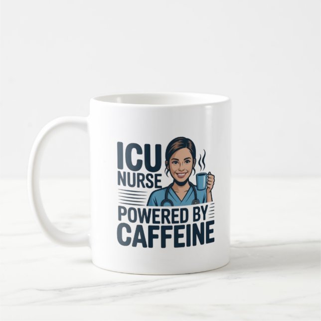 Caneca De Café ICU Nurse Powered By Caffeine Funny Nurse Coffee M (Esquerda)