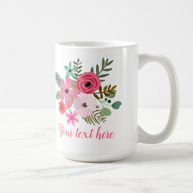 Caneca De Café Ideia personalizada de presente de buquê floral (Direita)