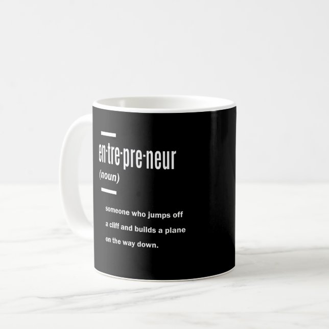 Caneca De Café Ideias de presentes de definição de empreendedor (Frente Esquerda)