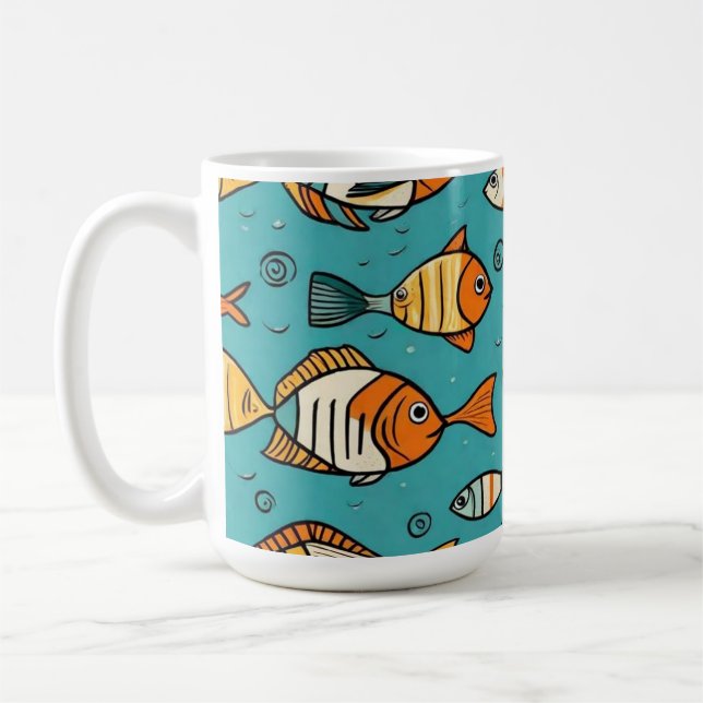 Caneca De Café Ideias de presentes de padrão de peixe (Esquerda)