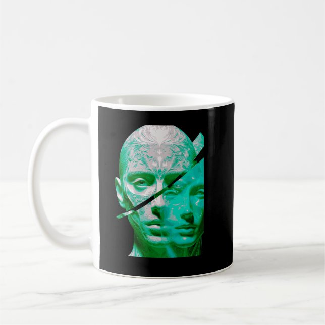 Caneca De Café Identidade Humana Abstrata – Textura de Dupla Perc (Esquerda)