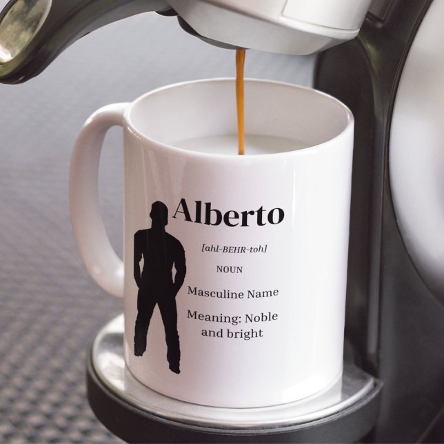 Caneca De Café Identity Defined (Coffee mug featuring strong masculine silhouette, bold serif name, and refined definition.)